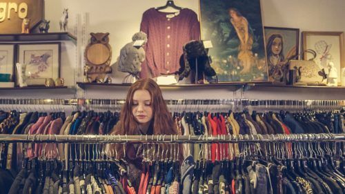 shoplifting girl in store shopping store