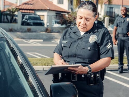 police officer next to driver window