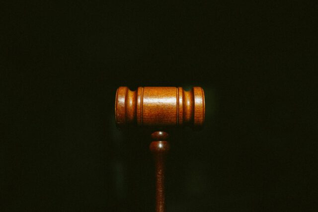 gavel against black background